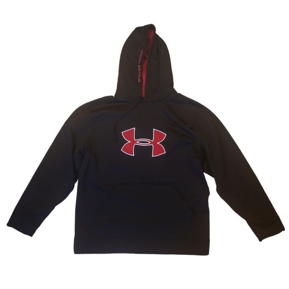 Under Armour Shirts Mens Black And Red Under Armour Hoodie 0